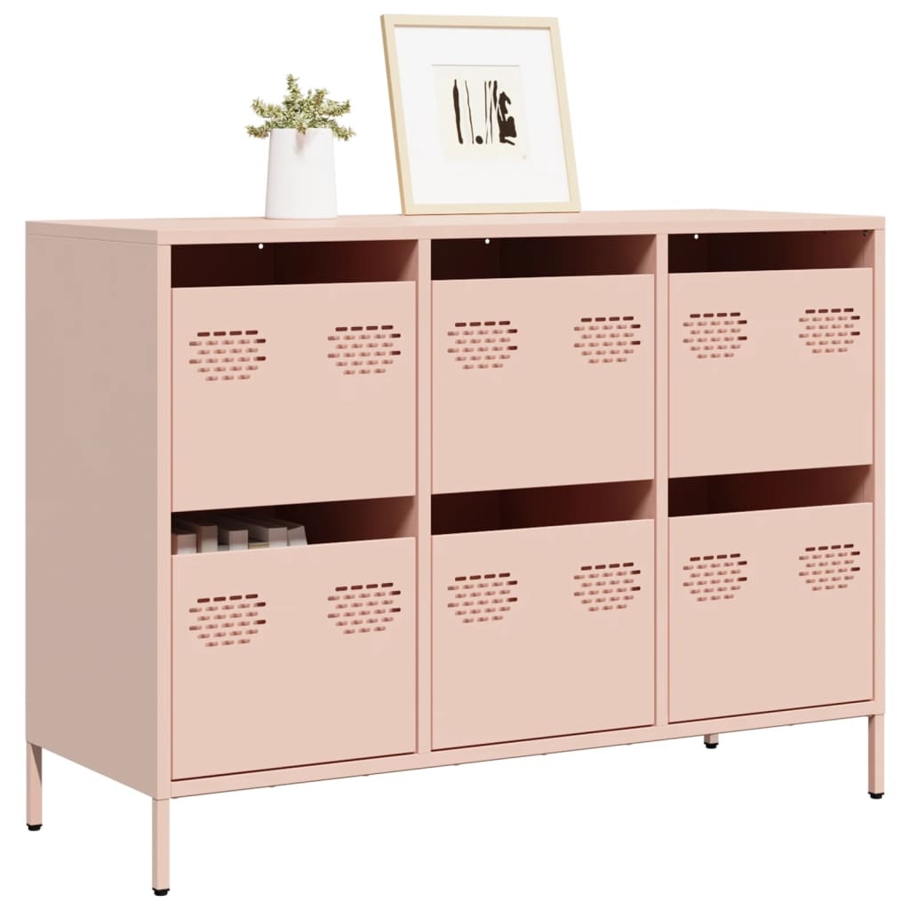 VidaXL Dressoir 101,5x39x73,5 cm koudgewalst staal roze