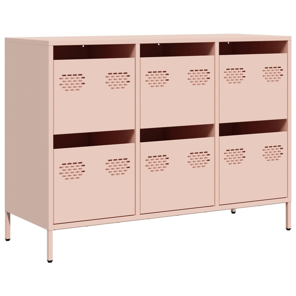 VidaXL Dressoir 101,5x39x73,5 cm koudgewalst staal roze