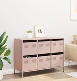 VidaXL Dressoir 101,5x39x73,5 cm koudgewalst staal roze