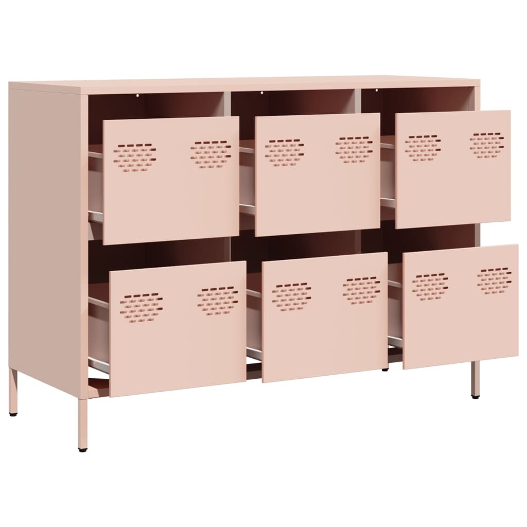 VidaXL Dressoir 101,5x39x73,5 cm koudgewalst staal roze