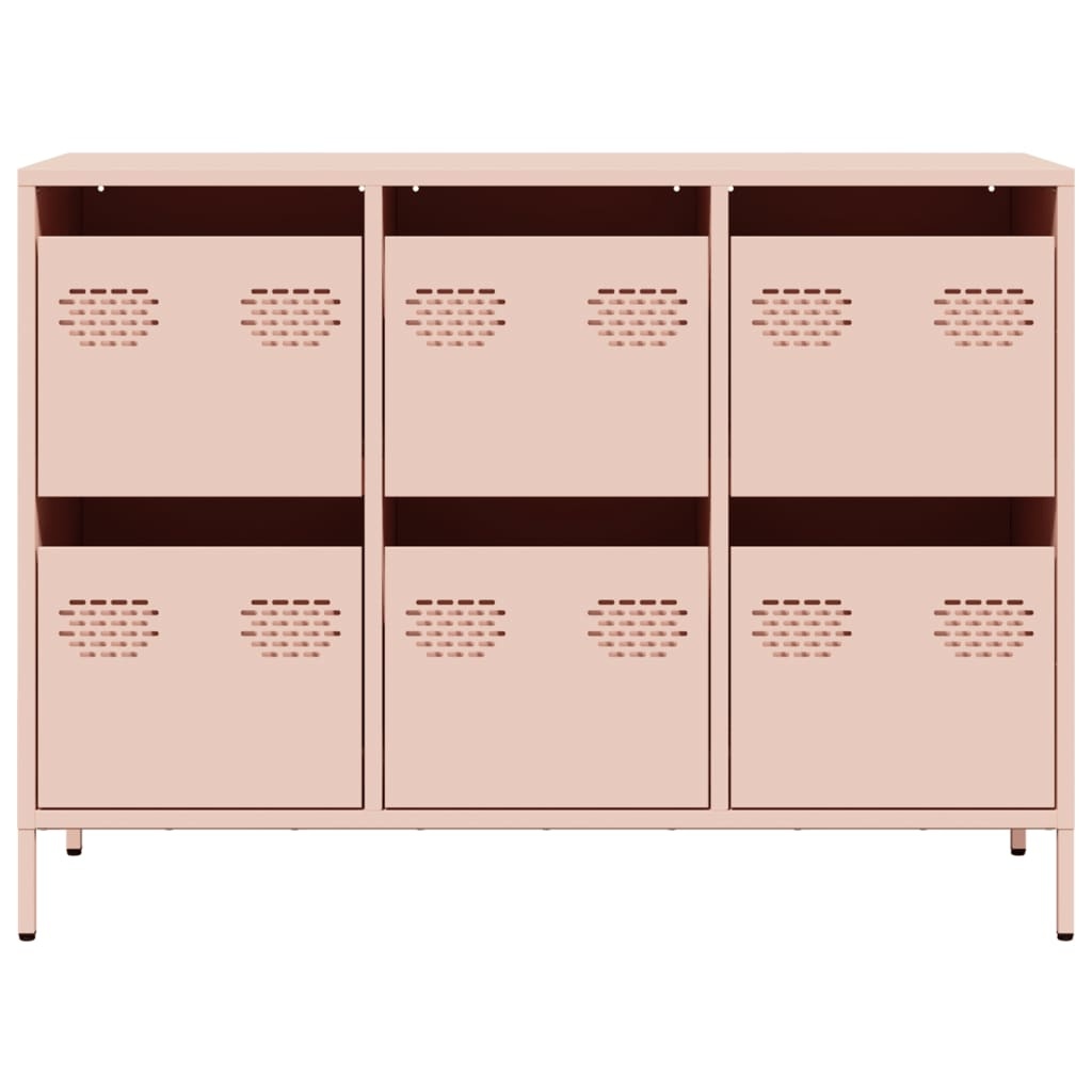 VidaXL Dressoir 101,5x39x73,5 cm koudgewalst staal roze