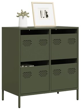 VidaXL Dressoir 68x39x73,5 cm koudgewalst staal olijfgroen