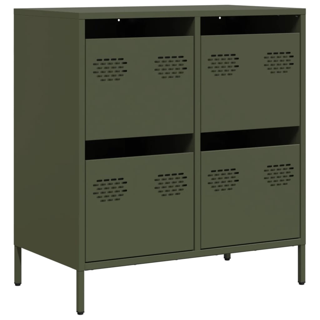 VidaXL Dressoir 68x39x73,5 cm koudgewalst staal olijfgroen