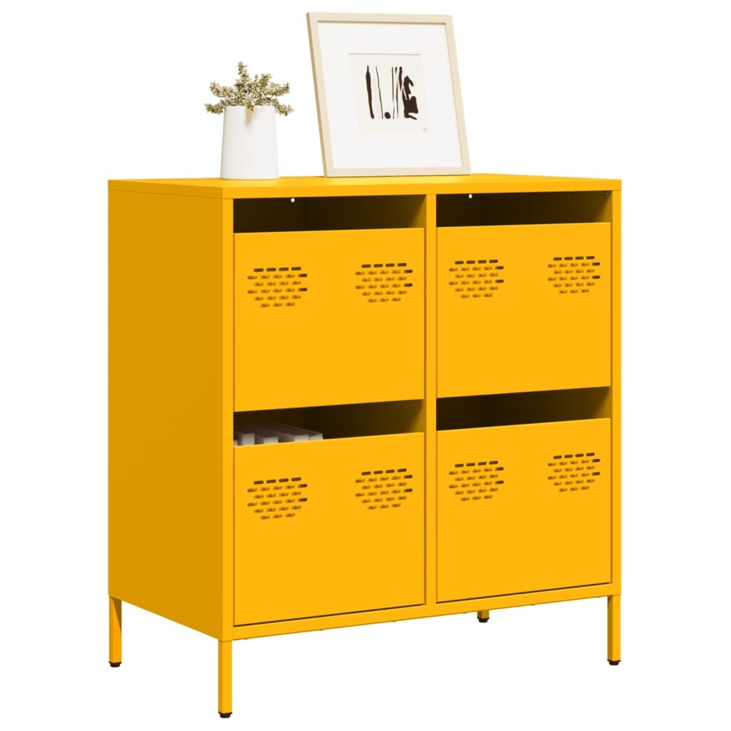 VidaXL Dressoir 68x39x73,5 cm koudgewalst staal mosterdgeel