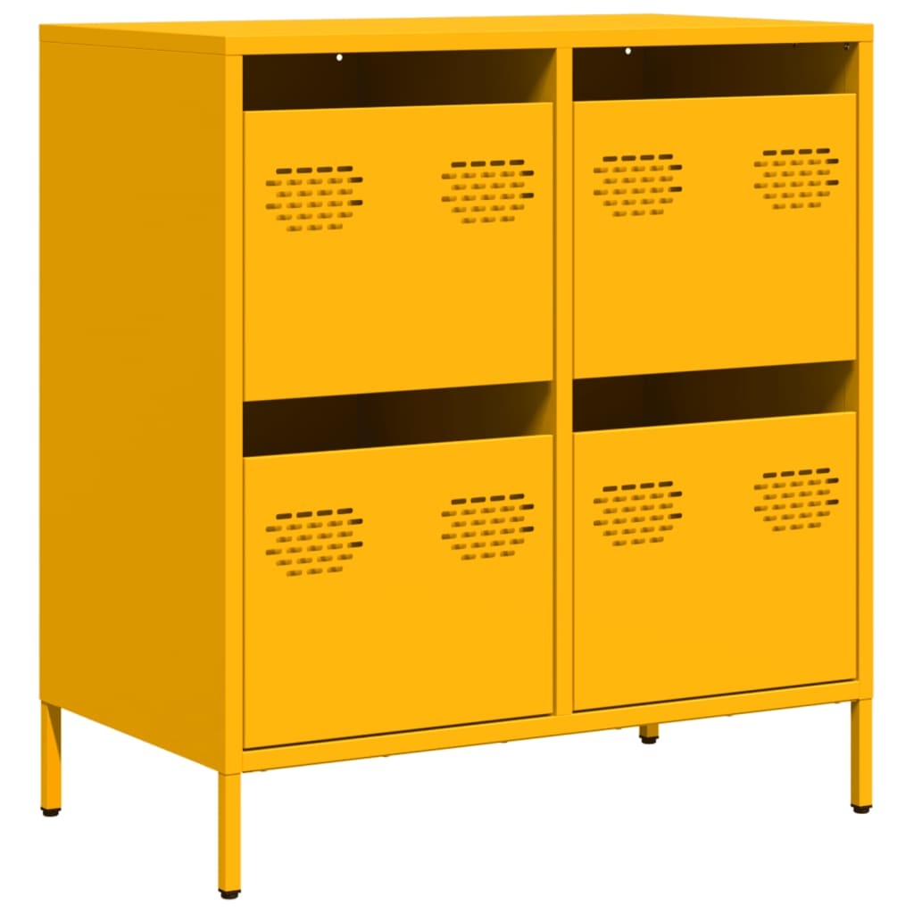 VidaXL Dressoir 68x39x73,5 cm koudgewalst staal mosterdgeel