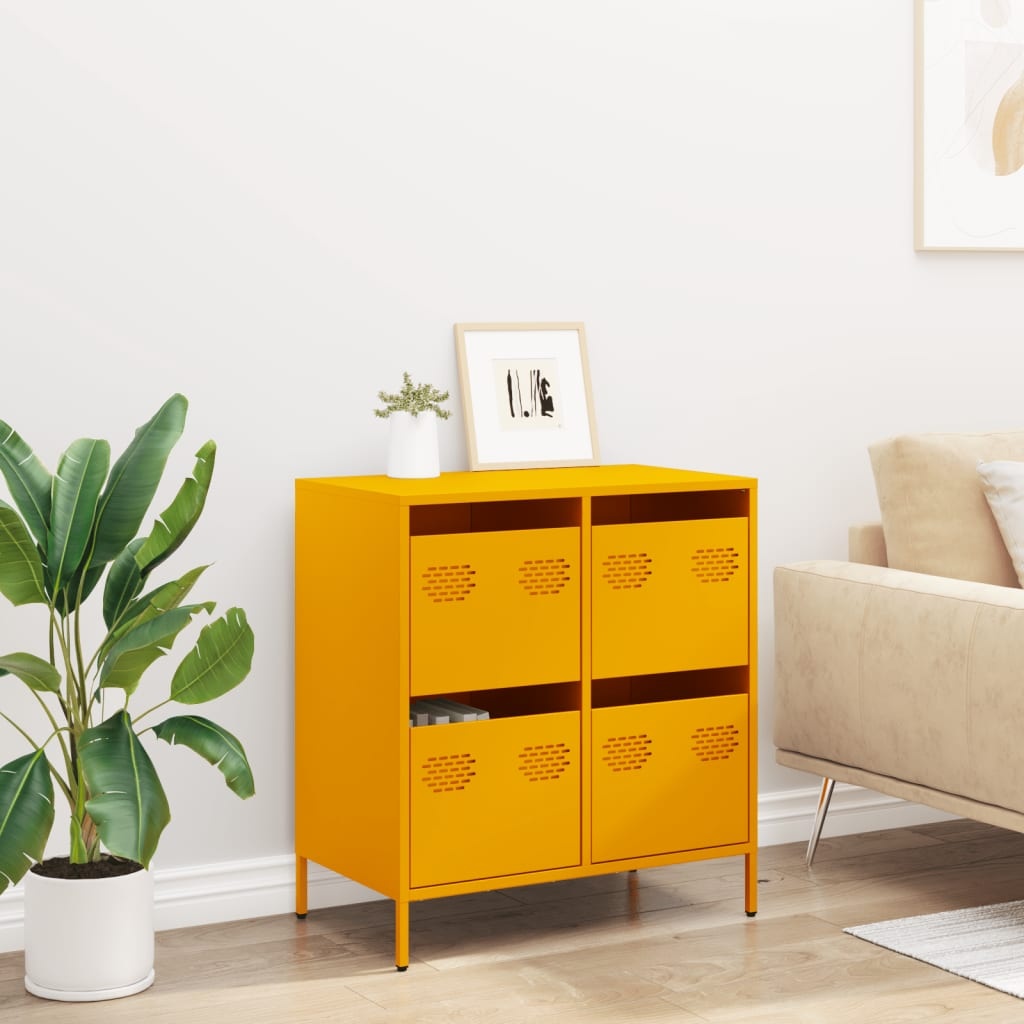 VidaXL Dressoir 68x39x73,5 cm koudgewalst staal mosterdgeel