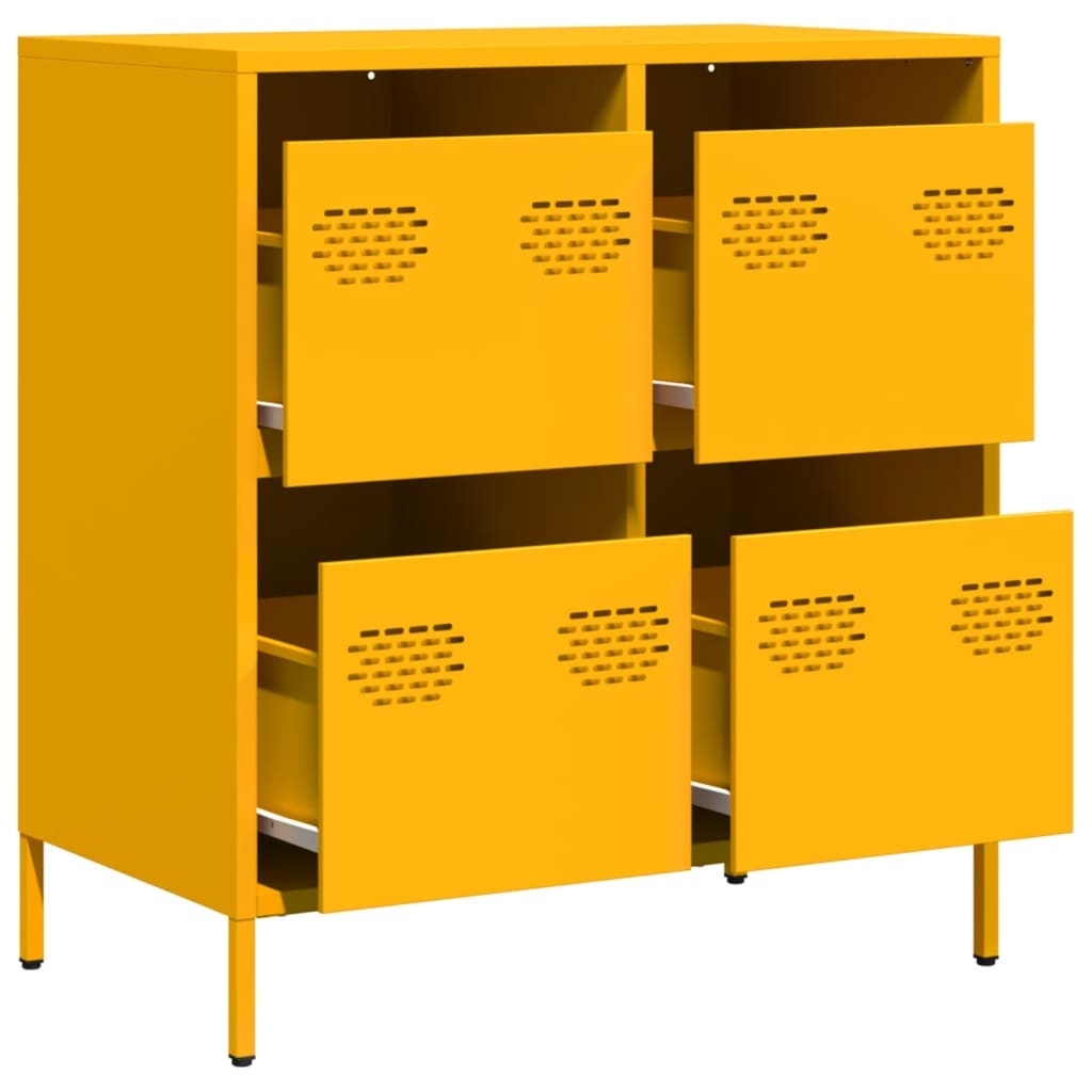VidaXL Dressoir 68x39x73,5 cm koudgewalst staal mosterdgeel