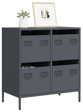 VidaXL Dressoir 68x39x73,5 cm koudgewalst staal antracietkleurig