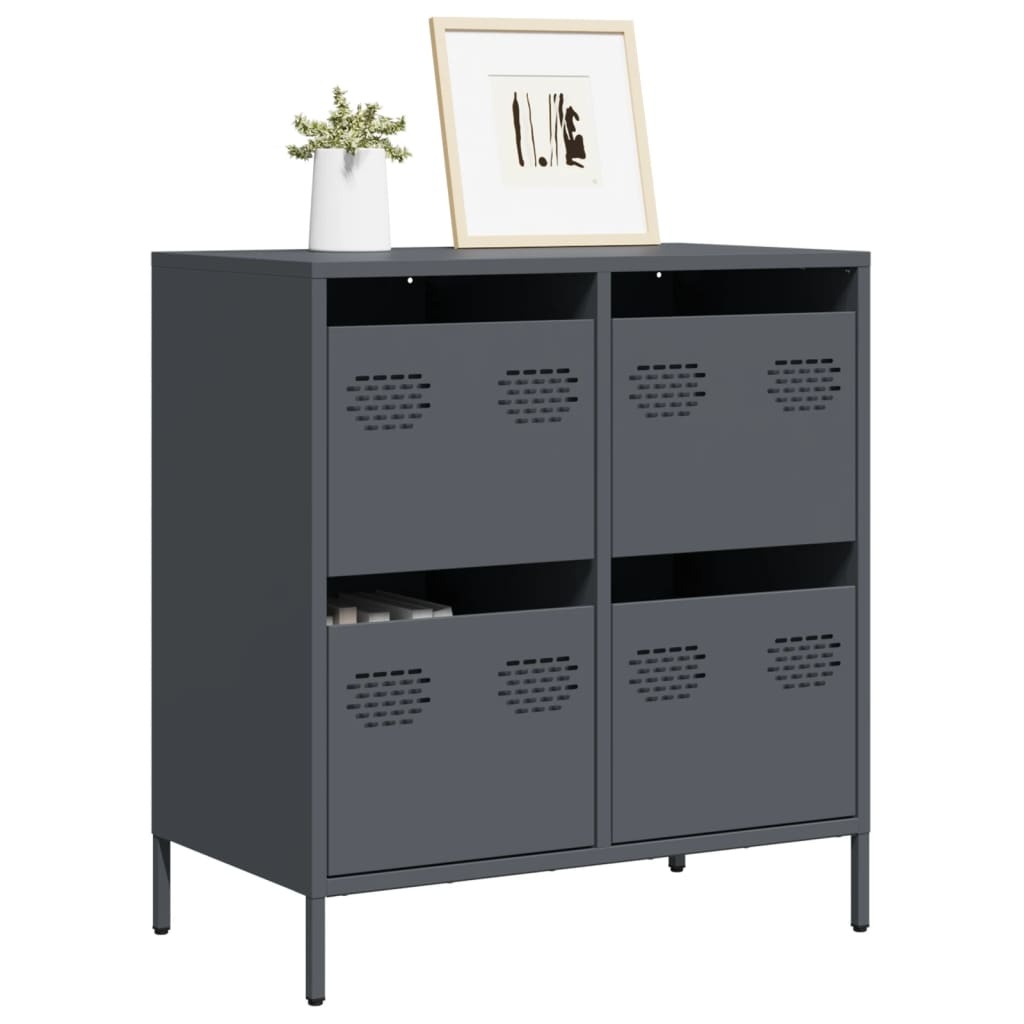 VidaXL Dressoir 68x39x73,5 cm koudgewalst staal antracietkleurig