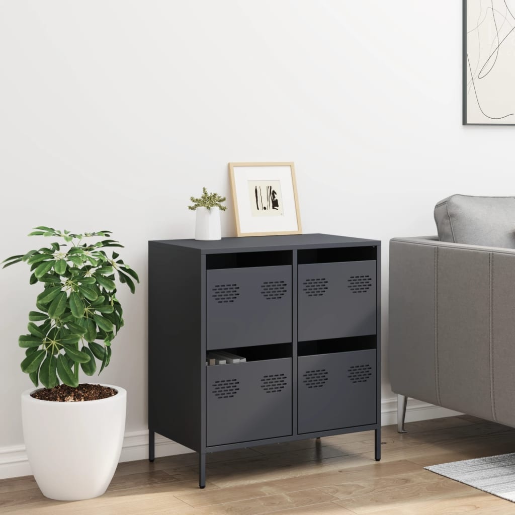 VidaXL Dressoir 68x39x73,5 cm koudgewalst staal antracietkleurig