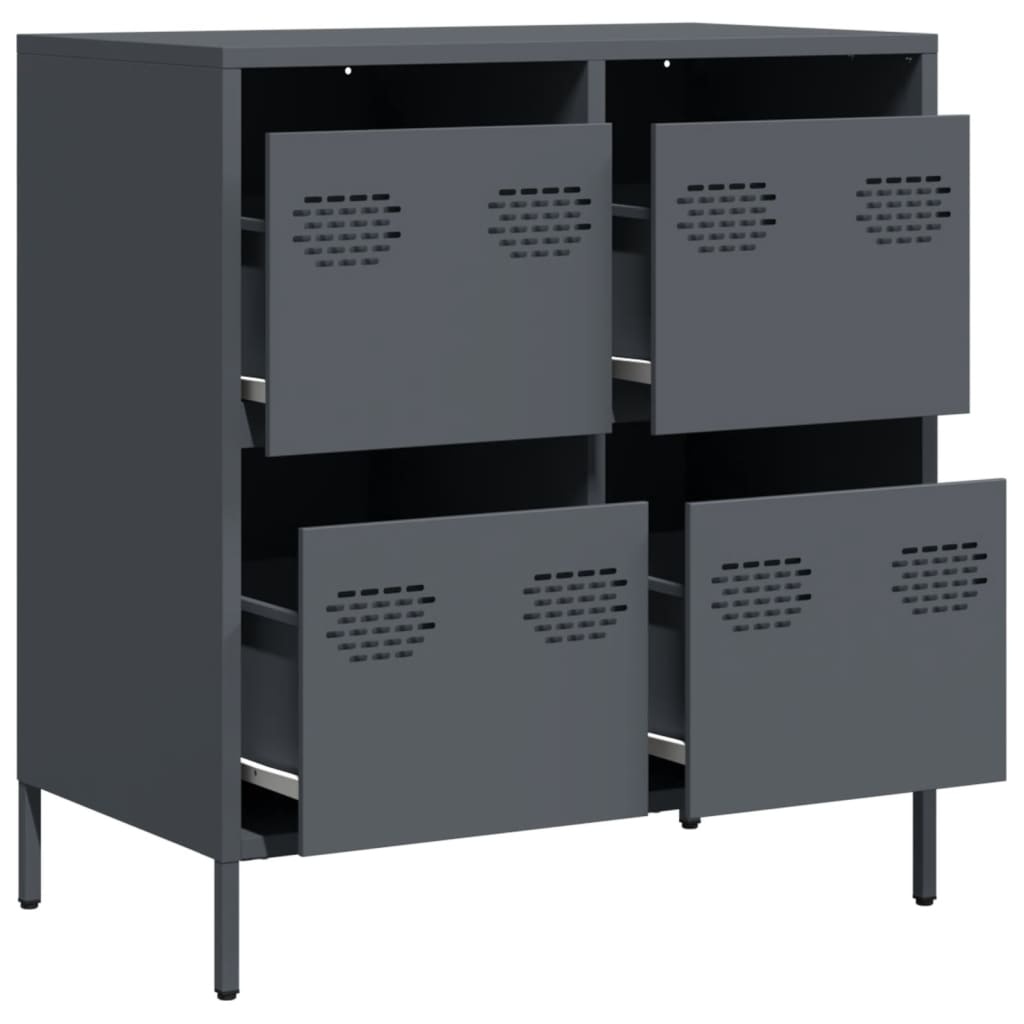 VidaXL Dressoir 68x39x73,5 cm koudgewalst staal antracietkleurig