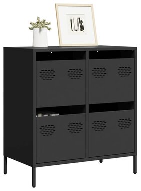 VidaXL Dressoir 68x39x73,5 cm koudgewalst staal zwart