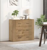 VidaXL Dressoir 80x33x70 cm bewerkt hout artisanaal eikenkleurig