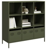 VidaXL Hoge kast 101,5x39x103,5 cm staal olijfgroen