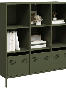 VidaXL Hoge kast 101,5x39x103,5 cm staal olijfgroen