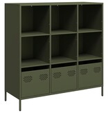 VidaXL Hoge kast 101,5x39x103,5 cm staal olijfgroen