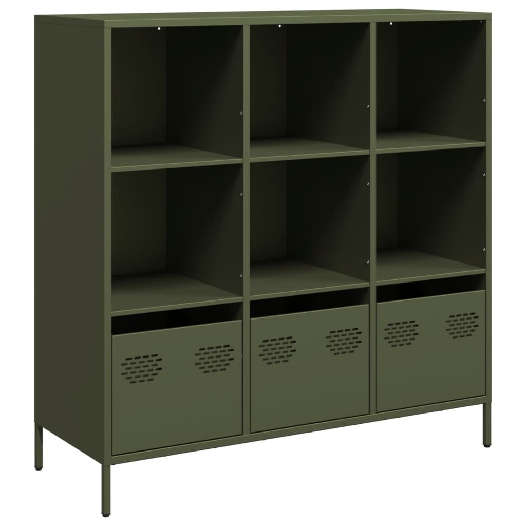 VidaXL Hoge kast 101,5x39x103,5 cm staal olijfgroen