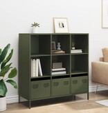 VidaXL Hoge kast 101,5x39x103,5 cm staal olijfgroen