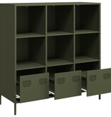 VidaXL Hoge kast 101,5x39x103,5 cm staal olijfgroen