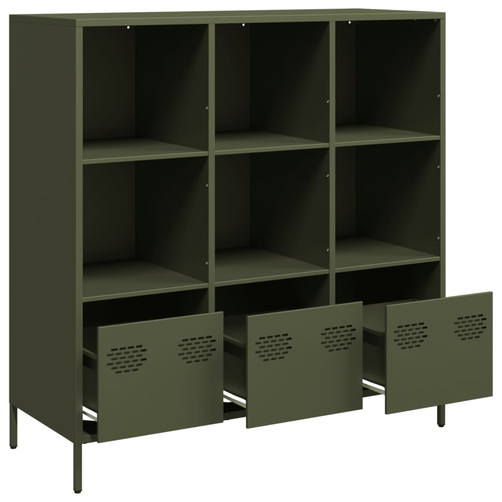 VidaXL Hoge kast 101,5x39x103,5 cm staal olijfgroen