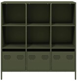 VidaXL Hoge kast 101,5x39x103,5 cm staal olijfgroen