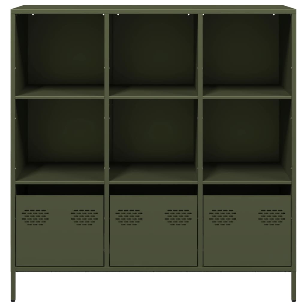VidaXL Hoge kast 101,5x39x103,5 cm staal olijfgroen