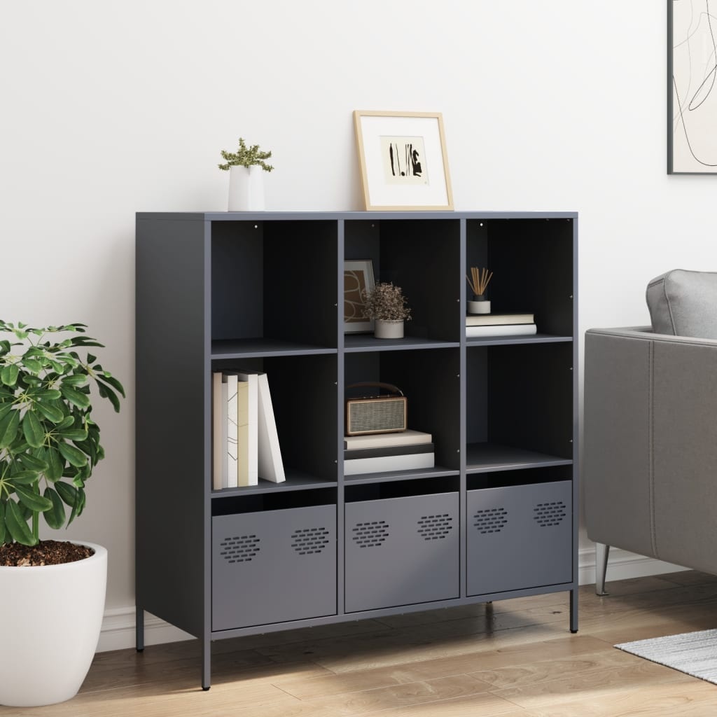VidaXL Hoge kast 101,5x39x103,5 cm staal antracietkleurig