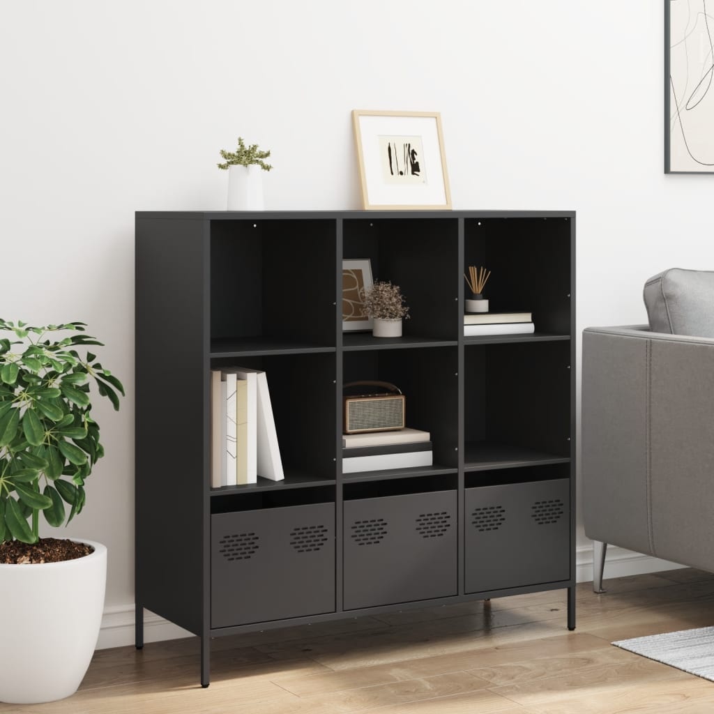 VidaXL Hoge kast 101,5x39x103,5 cm staal zwart