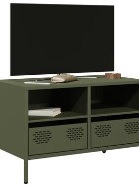 VidaXL Tv-meubel 68x39x43,5 cm koudgewalst staal olijfgroen