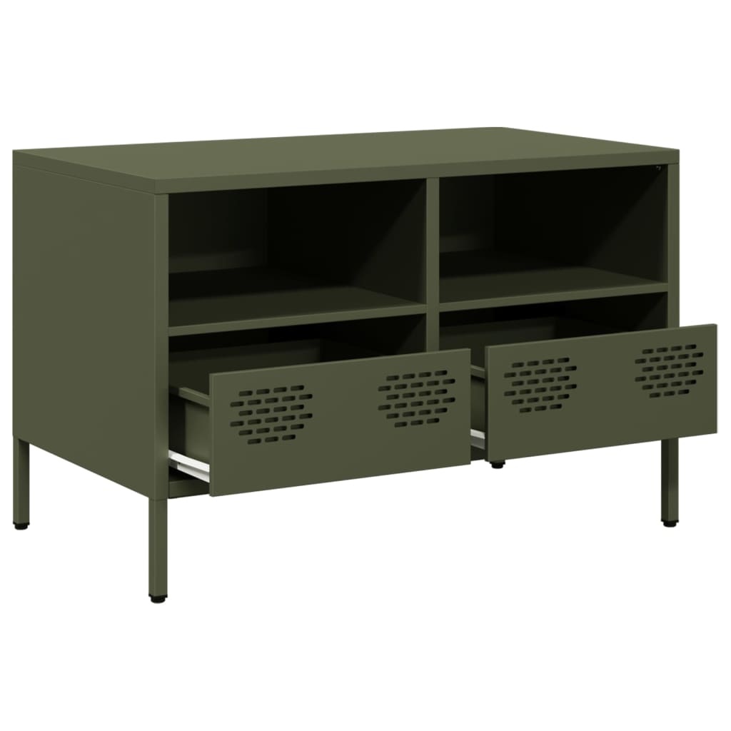VidaXL Tv-meubel 68x39x43,5 cm koudgewalst staal olijfgroen