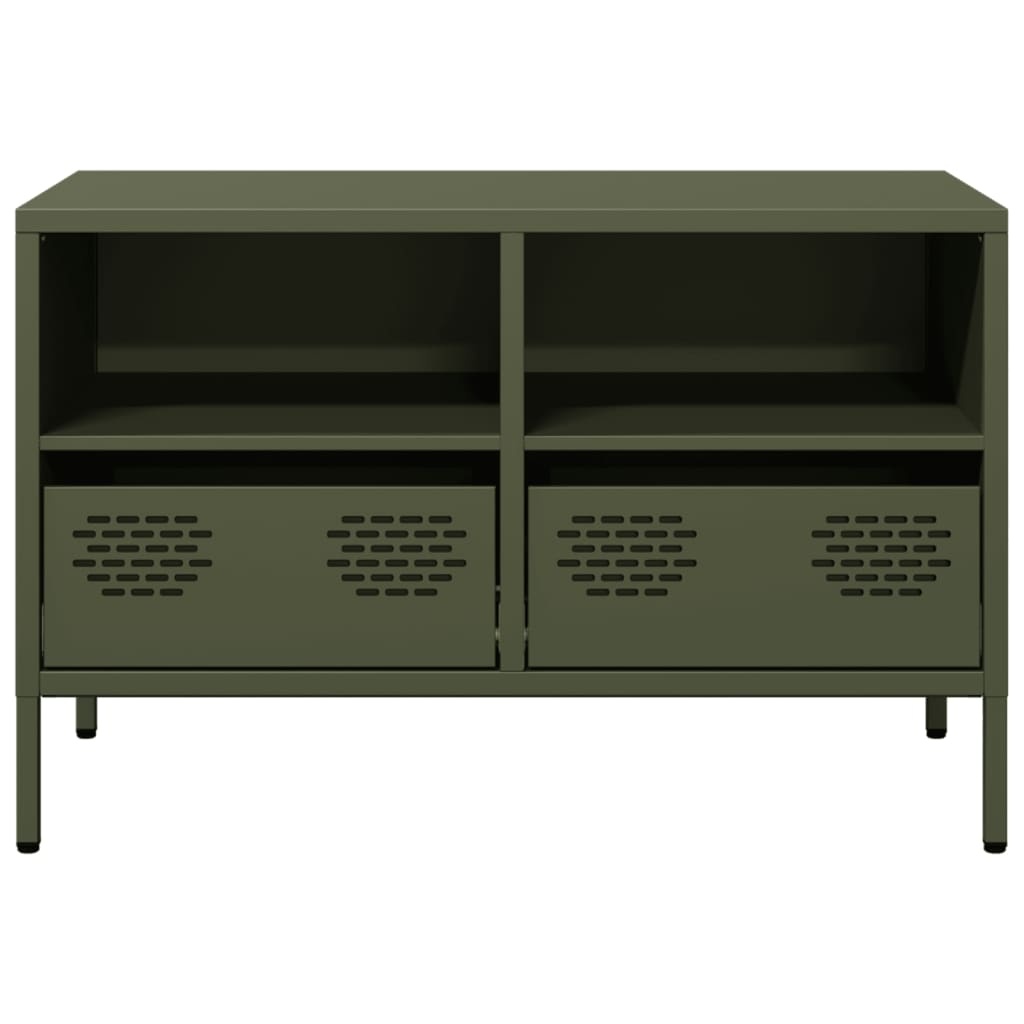 VidaXL Tv-meubel 68x39x43,5 cm koudgewalst staal olijfgroen
