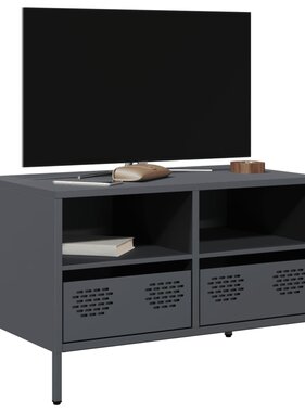 VidaXL Tv-meubel 68x39x43,5 cm koudgewalst staal antracietkleurig