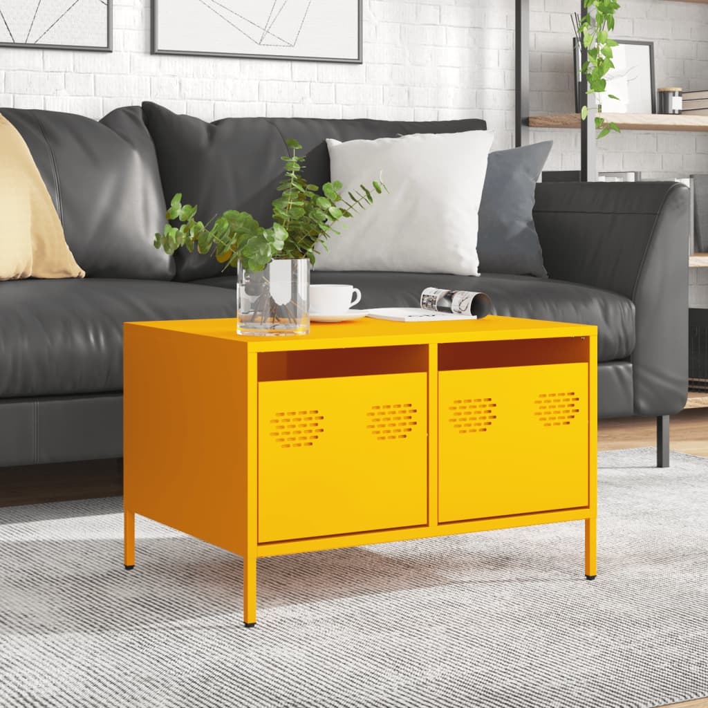 VidaXL Tv-meubel 68x50x43,5 cm koudgewalst staal mosterdgeel