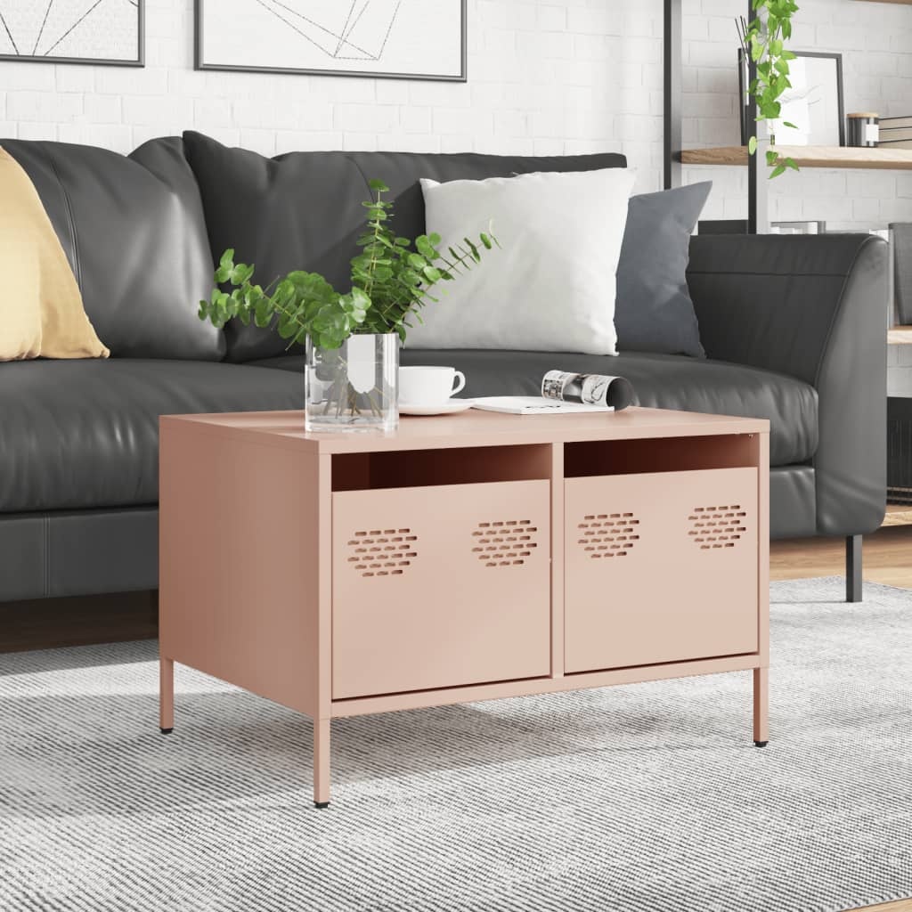 VidaXL Tv-meubel 68x50x43,5 cm koudgewalst staal roze
