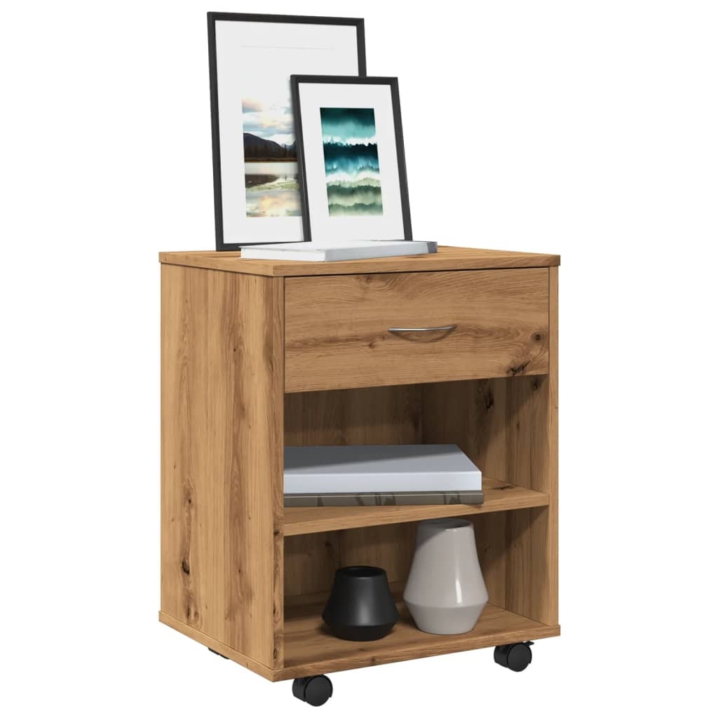 VidaXL Rolkast 46x36x59 cm bewerkt hout artisanaal eikenkleurig