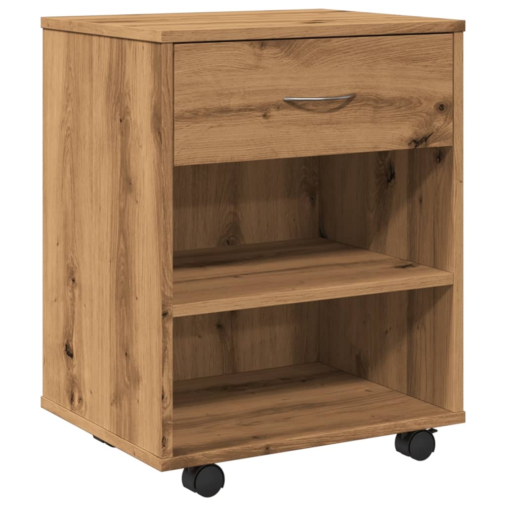 VidaXL Rolkast 46x36x59 cm bewerkt hout artisanaal eikenkleurig