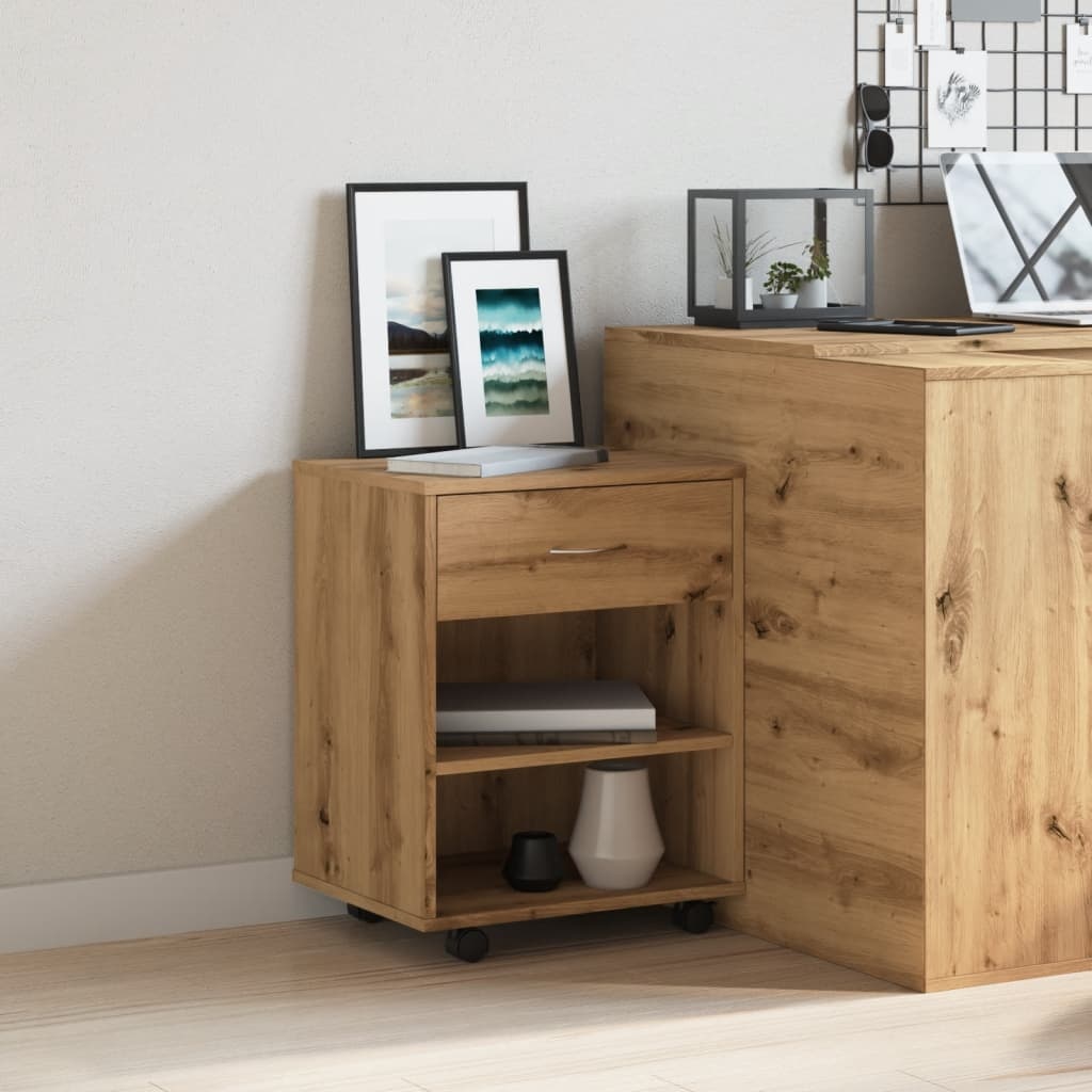VidaXL Rolkast 46x36x59 cm bewerkt hout artisanaal eikenkleurig