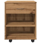 VidaXL Rolkast 46x36x59 cm bewerkt hout artisanaal eikenkleurig