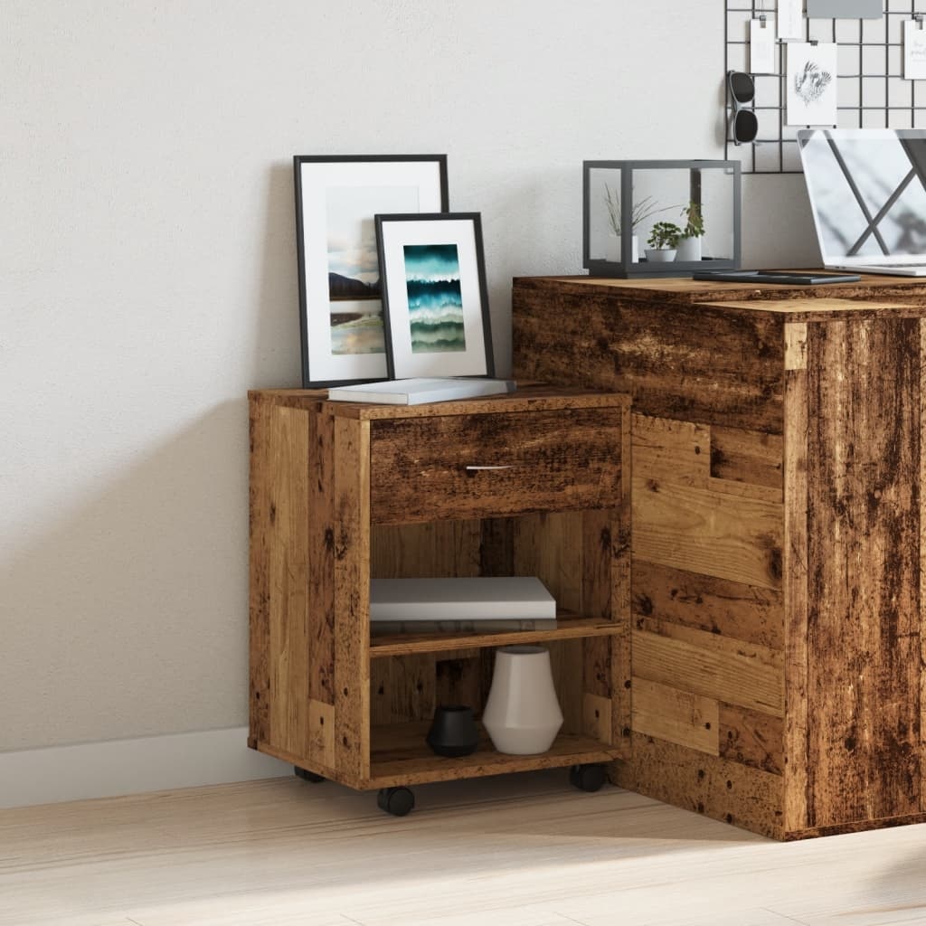 VidaXL Rolkast 46x36x59 cm bewerkt hout oud houtkleurig