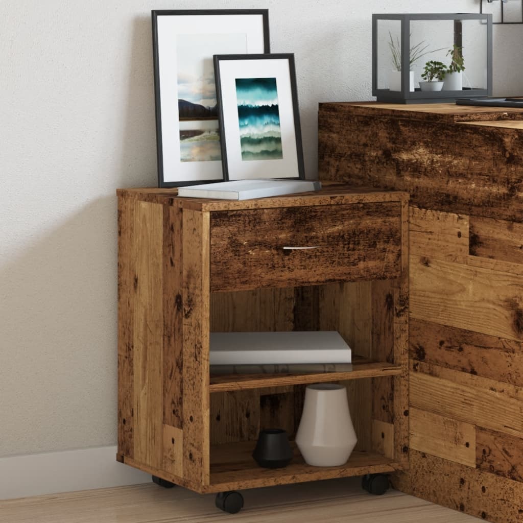 VidaXL Rolkast 46x36x59 cm bewerkt hout oud houtkleurig