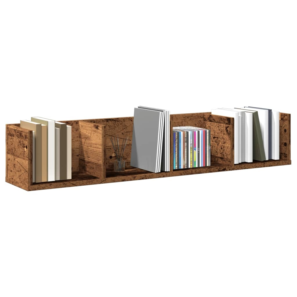 VidaXL Cd-wandschap 100x18x18 cm bewerkt hout oud houtkleurig