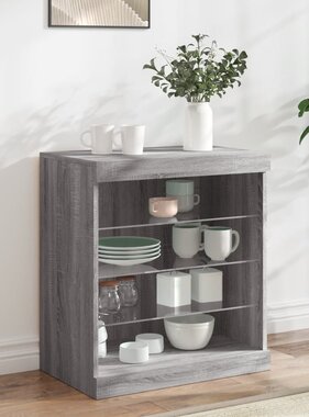 VidaXL Dressoir met LED-verlichting 60,5x37x67 cm grijs sonoma eiken
