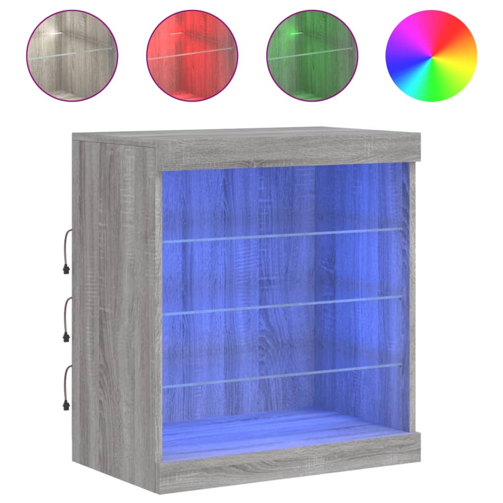 VidaXL Dressoir met LED-verlichting 60,5x37x67 cm grijs sonoma eiken