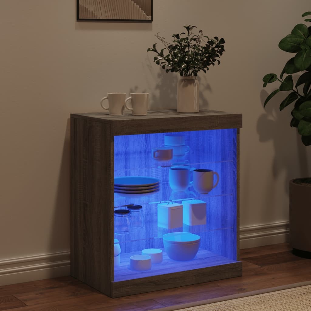 VidaXL Dressoir met LED-verlichting 60,5x37x67 cm grijs sonoma eiken