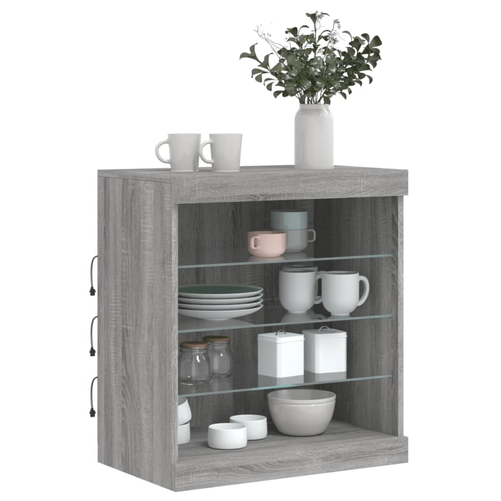 VidaXL Dressoir met LED-verlichting 60,5x37x67 cm grijs sonoma eiken