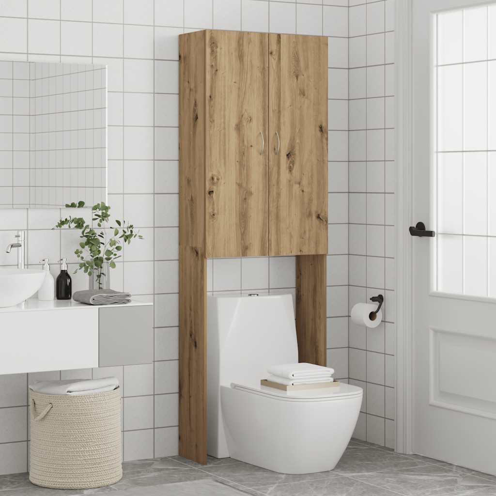 VidaXL Wasmachinekast 64x25,5x190 cm artisanaal eikenkleur