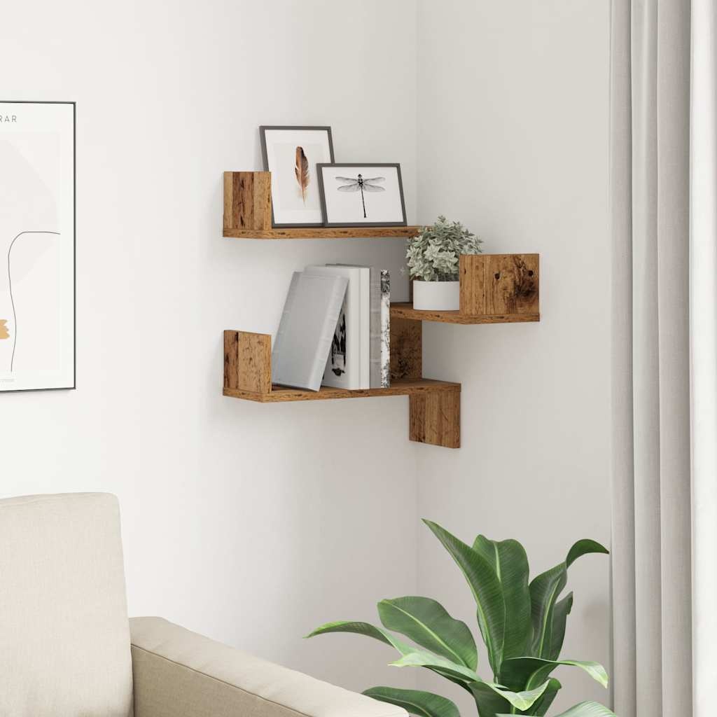 VidaXL Hoekwandschap 40x40x49,5 cm bewerkt hout out houtkleurig