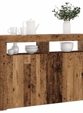 VidaXL Dressoir met LED 115,5x30x75 cm bewerkt hout oud hout