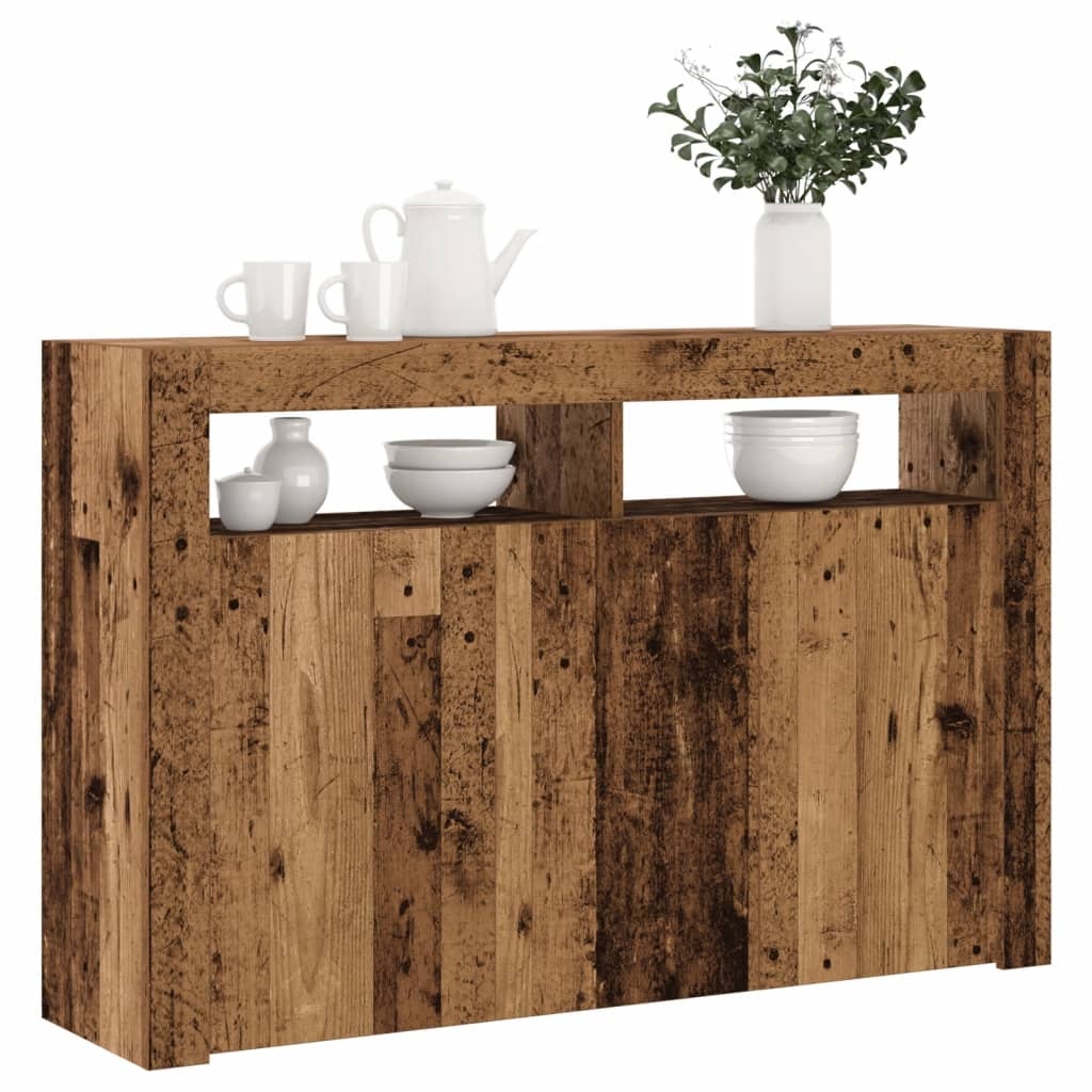 VidaXL Dressoir met LED 115,5x30x75 cm bewerkt hout oud hout