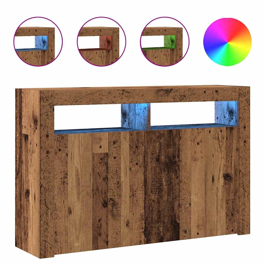 VidaXL Dressoir met LED 115,5x30x75 cm bewerkt hout oud hout